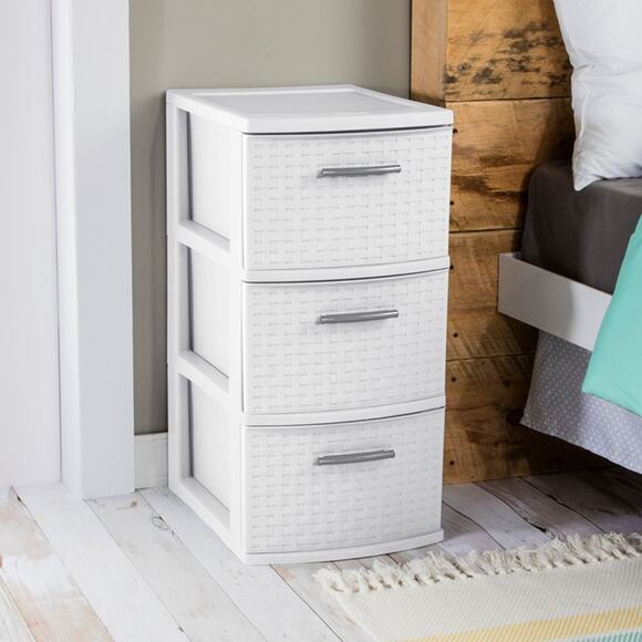 Sterilite 3 Drawer Weave Tower, White - Picture 1 of 3